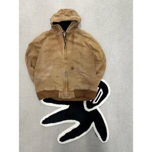 Carhartt J130 Traditional Duck Active Hooded Jacket Tan Brown Mens XL